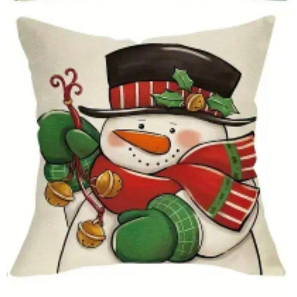 Holiday Snowman Pillow One Size White Red
